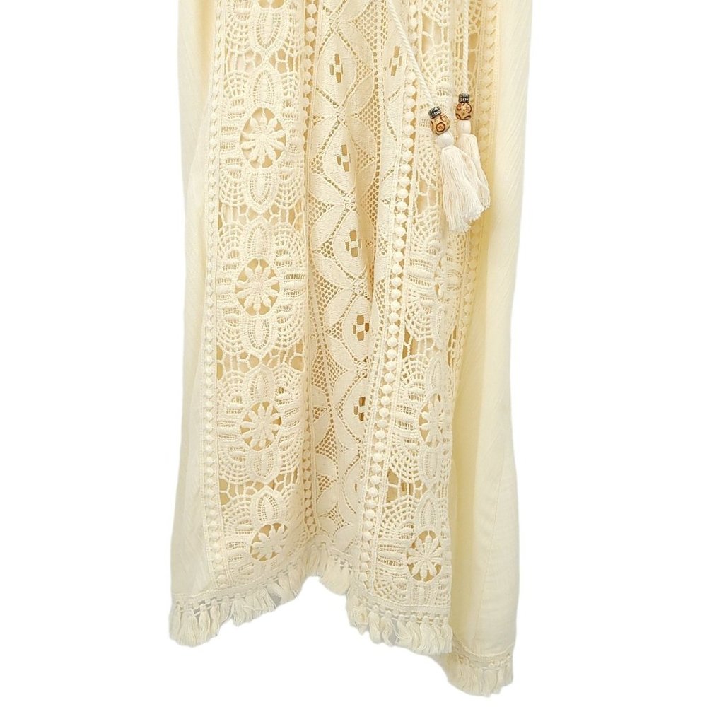 Altard State Lace MIni Dress Womens Size S Lined Sleeveless Fringe Boho Cream - Picture 5 of 14